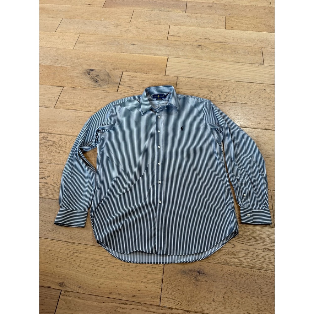 Ralph Lauren Classic Fit Performance Stripe Button Down Shirt Navy Blue‎ L (689)